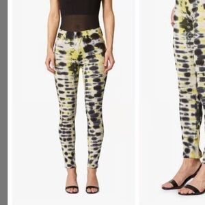Hudson Jeans Black and Yellow Tie-Dye Leggings